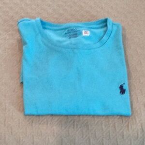Polo by Ralph Lauren Teal Tee with Navy Print. C
